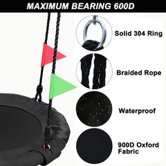 Outdoor Kids Tree Swing – 900D Waterproof Round Flying Saucer with Adjustable Ro