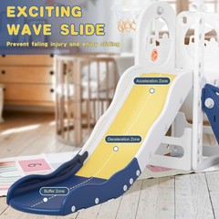 6 in 1 Toddler Playset Toddler Slide and Climber Playset, L-Shaped Kids Slide…