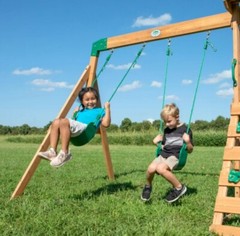 Cedar Swing Set Play Ground Slide Kid Wooden Wall Back Yard Children Wood House