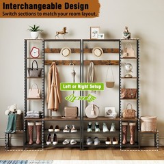 Espelism Hall Tree with Shoe Storage Bench Coat Rack with 7 Hooks Interchange…