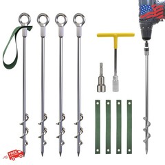 NACETURE 18-Inch Heavy Duty Ground Anchors Screw in, 4 Pack Earth Anchor Kit wit