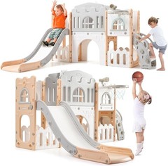8 in 1 Toddler Slide Playset Indoor Playground Kids Baby Outdoor Indoor Playset