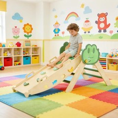 7-in-1 Foldable Climbing Toy Indoor Wood Playground Jungle Gym Kids Activity