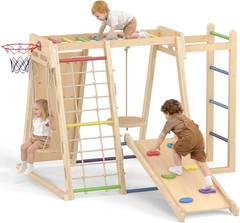 9-in-1 Wooden Montessori Indoor Jungle Gym Climbing Playset for Kids