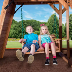 Caribbean Adventure Playground Set with Slide, Rockwall & Swing Bench