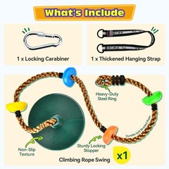 Outdoor Tree Swing Set for Kids, 330LB Capacity, Climbing Rope & Disc Seat, Gree