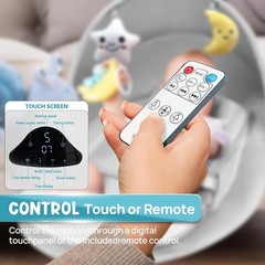 Electric Baby Swing Remote Control 5 Speeds Detachable Seat Grey 0-12M