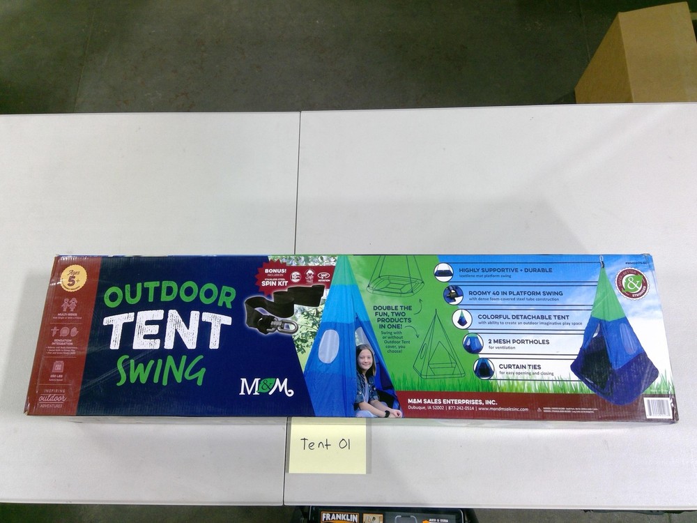 M&M Outdoor Tent Swing Kids 5+ Hanging Play Tent Seat Blue Green Toy New