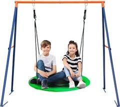 40″ Saucer Tree Swing Set Round + Swing Stand A-Frame Combo Outdoor Garden Kids