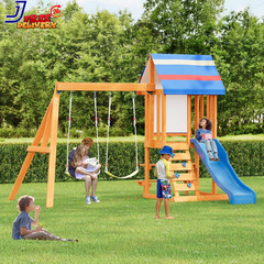 Wooden Outdoor Swing Set 3 in 1 Swing Set Outdoor Children’S Playset with Slide