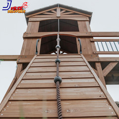 Cedar Wood Swing Set with Wave Slide Raised Wooden Bridge Outdoor Playset NEW