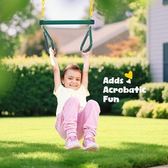 Hapfan 700lb 9.5ft Tall Swing Set Heavy Duty A-Frame with 3 Swings & Trapeze Bar