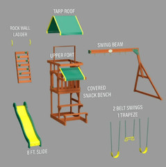 Backyard Discovery Cedar Wooden Swing Set Kids Outdoor 8 Ft Slide Playground …