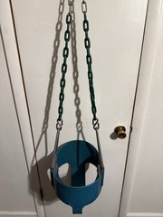 Commercial Full Bucket Toddler Swing Seat with Safe Plastic Coated Chains Blue
