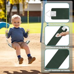 Swing Set Seat with Metal Triangle Ring & 66Inch Anti-Rust Chains, Swing Green