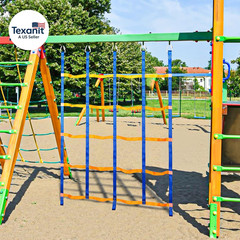 Climbing Net for Kids Outdoor, Portable Ninja Cargo Net Rope Ladder Monkey Bars