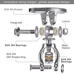 Hammock Chair Hanging Kit, Stainless Steel Bearing Swing Hanger with Heavy Du…