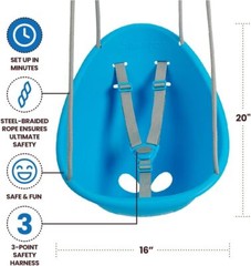 Baby Blue Swing For Toddlers Ergonomic Adjustable Indoor Outdoor Use