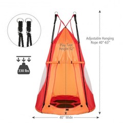 2-in-1 40 Inch Kids Hanging Chair Detachable Swing Tent Set-Orange – Color: Oran