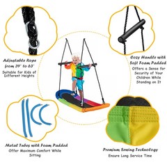 Saucer Tree Swing Surf Kids Outdoor Adjustable Oval Platform w/ Handle Colorful