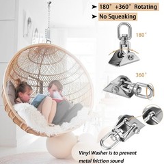 Hammock Hanging Kit Heavy Duty 360° Rotating Hanging Swing Hooks Stainless St…