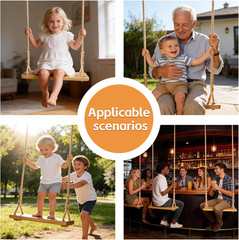 Wooden Swing,Wood Tree Swing for Adults Kids,Adjustable Hemp Rope plus Tree Stra