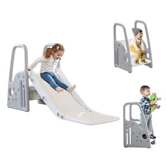 3 in 1 Toddler Large Play Climber Slide PlaySet with Extra Long Slipping Gray