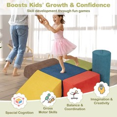6 Pcs Toddler Climbing Blocks with Handles Chenille Fabric Cover Corner Play Gym