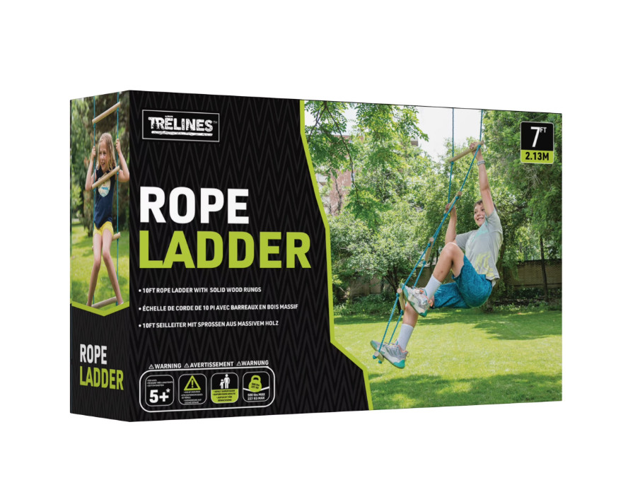 Trelines 7ft Rope Ladder: Wood Steps, 250lb Cap, Kids & Adults