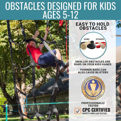 Ninja Warrior Obstacle Course for Kids – 2 X 65Ft Slackline with 13 Obstacles, W