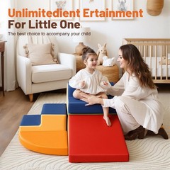 6-Piece Soft PU Leather Toddlers Climbing Toys, Baby Foam Climbing Blocks for…