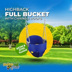 SWING SET STUFF HIGHBACK FULL BUCKET SEAT BLUE WITH CHAINS AND HOOKS child 0050