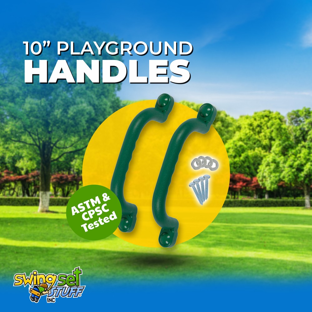 SWING SET STUFF 10″ PLAYGROUND HANDLES GREEN (PAIR) tree house backyard kid 0010