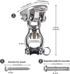 Stainless Steel Swing Hanger with Bearing 360° Ceiling Mount Indoor Outdoor