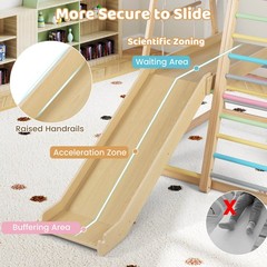 8-in-1 Jungle Gym, Wooden Montessori Climber Playset w/ Slide and Monkey Bar