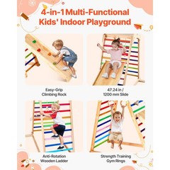 Uimoso Indoor Wooden Jungle Gym 4-in-1 Playset for Kids