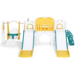 Kids Double Slides & Swing Set Toddler Playset Playground Indoor Outdoor