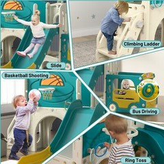9 In 1 Toddler Slide, Kids Slide with Climber Playset, Indoor Outdoor Playground