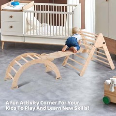 Climber Slide Kids Set Playground Foldable Wooden Montessori with Ramp Rocker