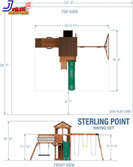 Cedar Wood Swing Set with Wave Slide Raised Wooden Bridge Outdoor Playset NEW