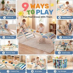 9-in-1 Pikler Triangle Set for Toddlers,Foldable Montessori Climbing Toys Indoor