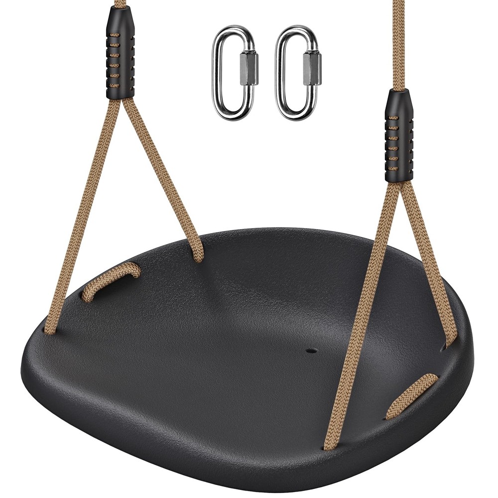 Heavy Duty Swing Seat with Adjustable Rope and Carabiners, Cushion Style Design