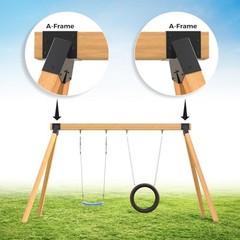 Heavy Duty Swing Sets Bracket Kit, Including 2 A-Frame + 4 Swing Hangers Black