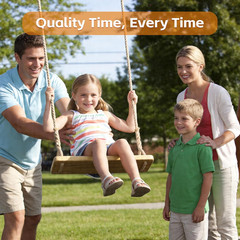 Wooden Swing,Wood Tree Swing for Adults Kids,Adjustable Hemp Rope plus Tree Stra