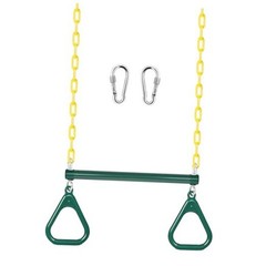 Gym Rings Trapeze Swing Bar Heavy Duty 47″ Chain Swing Set 16″ Green