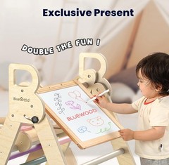 BlueWood Pikler Triangle Set, 7-in-1 Foldable Wooden Toddler Climbing Toys