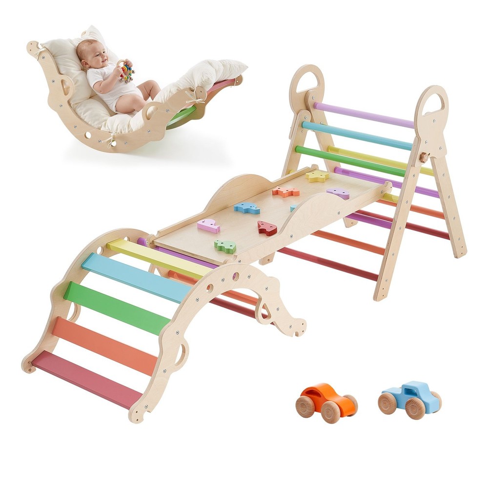Pikler Triangle Montessori Set — Solid Wood Climber, 150lb, Foldable, Indoor