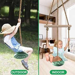 Disc Swing for Kids, Swing Set Accessories, 7FT Height Adjustable Gym Green