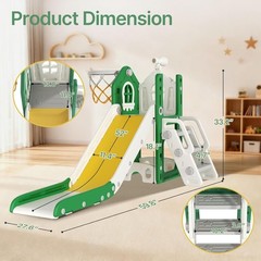 6 in 1 Toddler Slide – L-Shaped Baby Slide for Toddlers Aged 1-3 with Basketb…