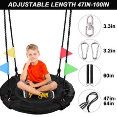 Outdoor Kids Tree Swing – 900D Waterproof Round Flying Saucer with Adjustable Ro